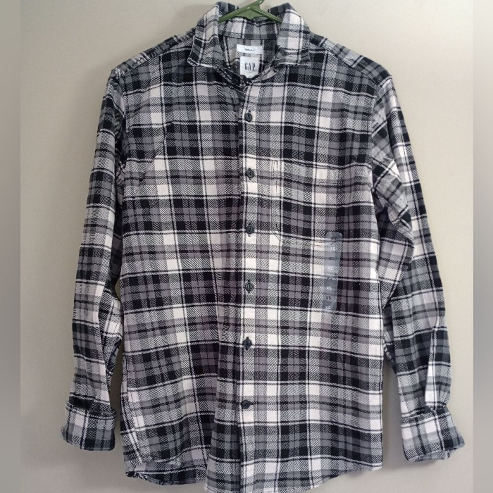 NWT Gap Black And White Plaid Shirt Women's Size XS